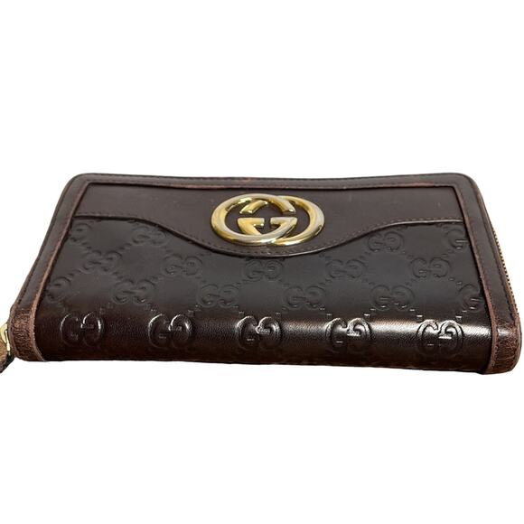 Gucci Guccissima Sukey Zip Around Walnut Brown Wallet - Picture 11 of 12